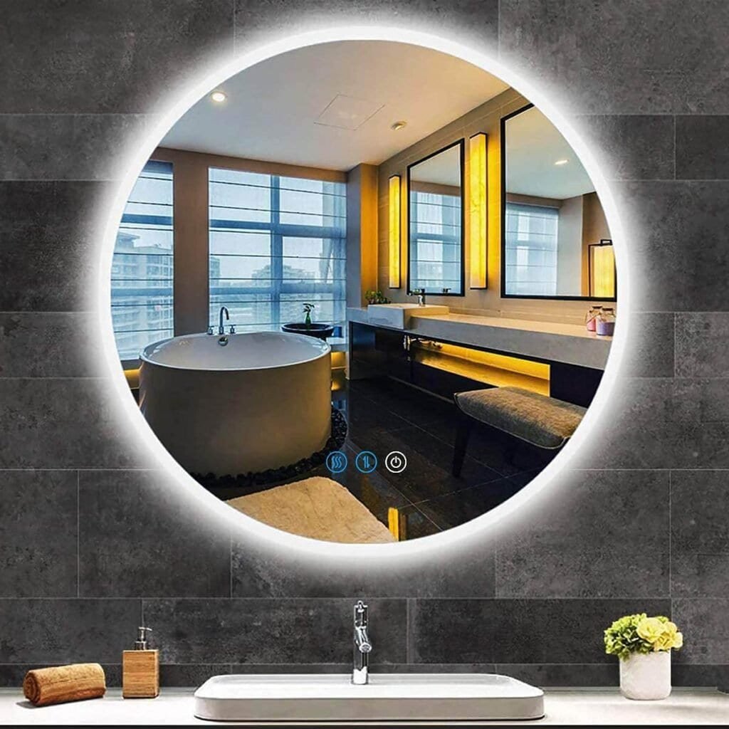 backlight round mirror