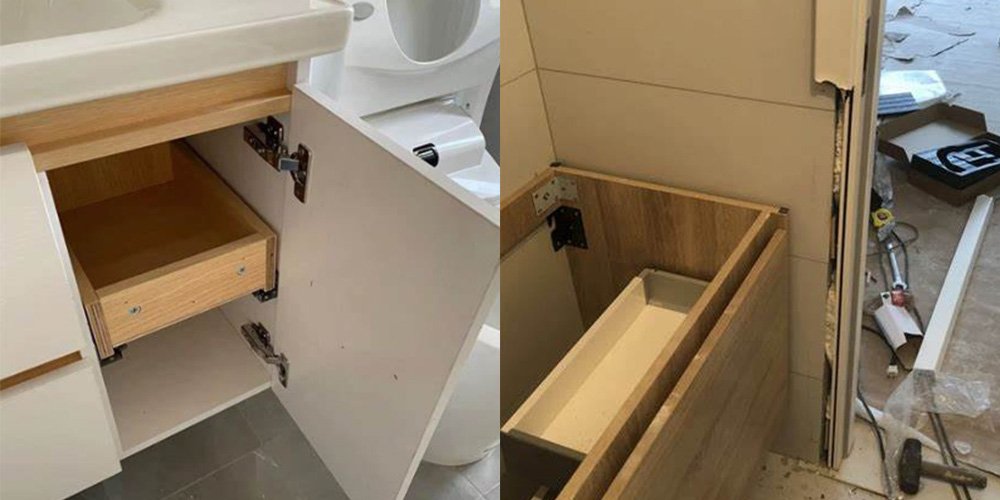 replace bathroom cabinet