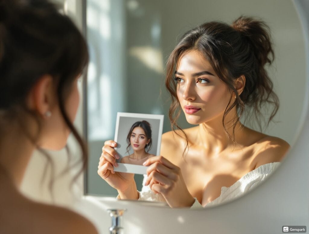 looking better in photo than mirror